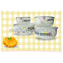 5pcs enamel storage bowl sets with PP cover